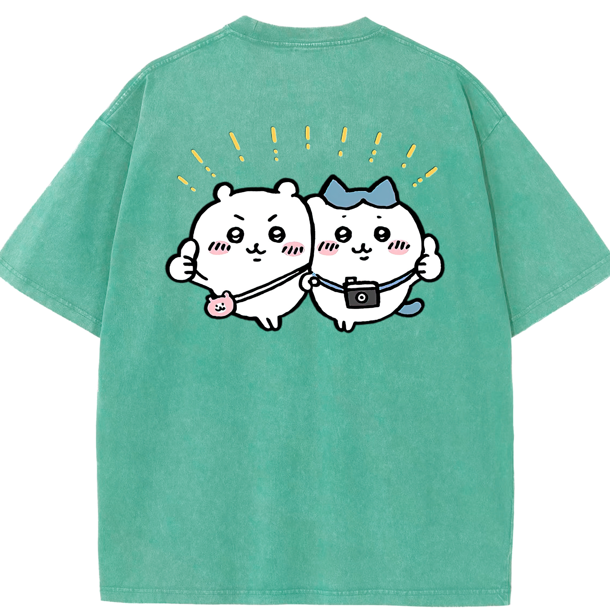 （画像用） ちいかわ ちいかわ Chii-kawa chiikawa 綿100% ヴィンテージ風 半袖Tシャツ（背面プリント）